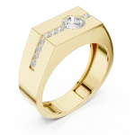 Geometric Solitaire Round Brilliant Channel-Set Men Ring