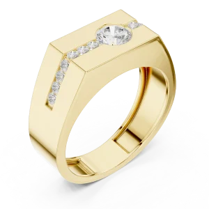 Geometric Solitaire Round Brilliant Channel-Set Men Ring