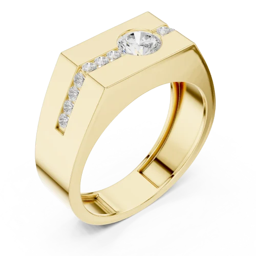 Geometric Solitaire Round Brilliant Channel-Set Men Ring