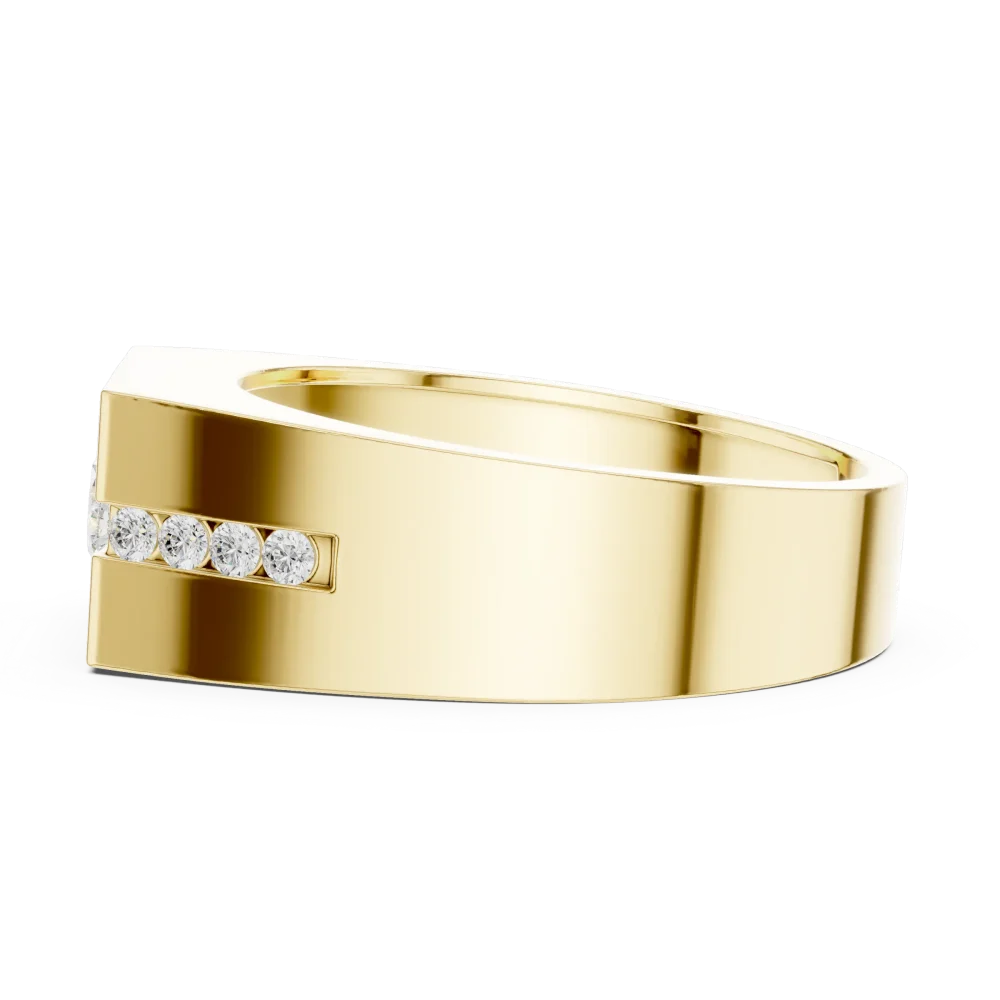 Geometric Solitaire Round Brilliant Channel-Set Men Ring - Image 4