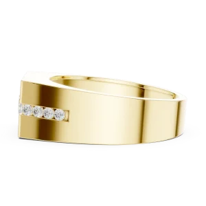 Geometric Solitaire Round Brilliant Channel-Set Men Ring - Image 4