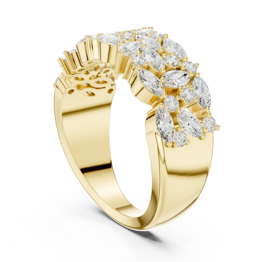 Ethereal Marquise and Round Brilliant Cluster Band - Image 3
