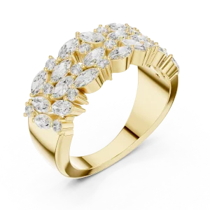 Ethereal Marquise and Round Brilliant Cluster Band