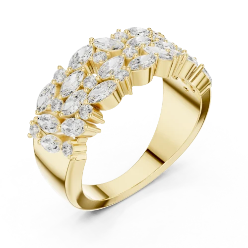 Ethereal Marquise and Round Brilliant Cluster Band