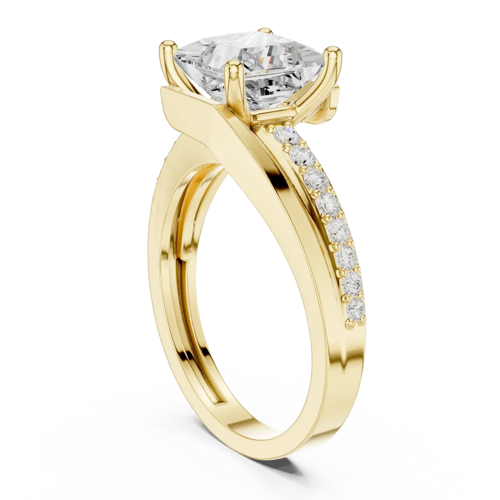 Princess Cut Radiant Pavé Accent Band Engagement Ring - Image 3