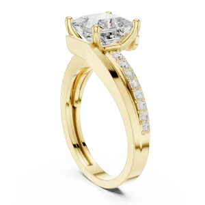 Princess Cut Radiant Pavé Accent Band Engagement Ring - Image 3