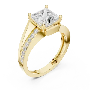 Princess Cut Radiant Pavé Accent Band Engagement Ring