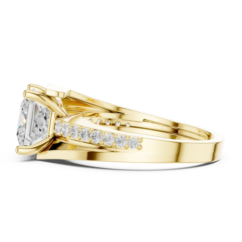 Princess Cut Radiant Pavé Accent Band Engagement Ring - Image 4