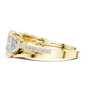 Princess Cut Radiant Pavé Accent Band Engagement Ring - Image 4