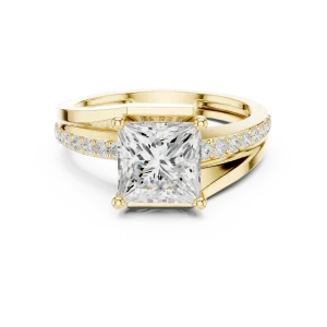 Princess Cut Radiant Pavé Accent Band Engagement Ring - Image 2