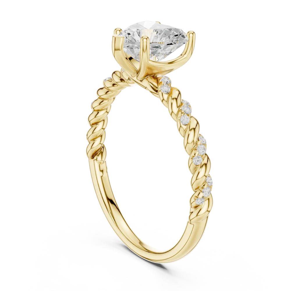 Ethereal Heart Solitaire Ring with Twisted Pavé Band - Image 3