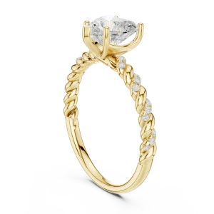 Ethereal Heart Solitaire Ring with Twisted Pavé Band - Image 3
