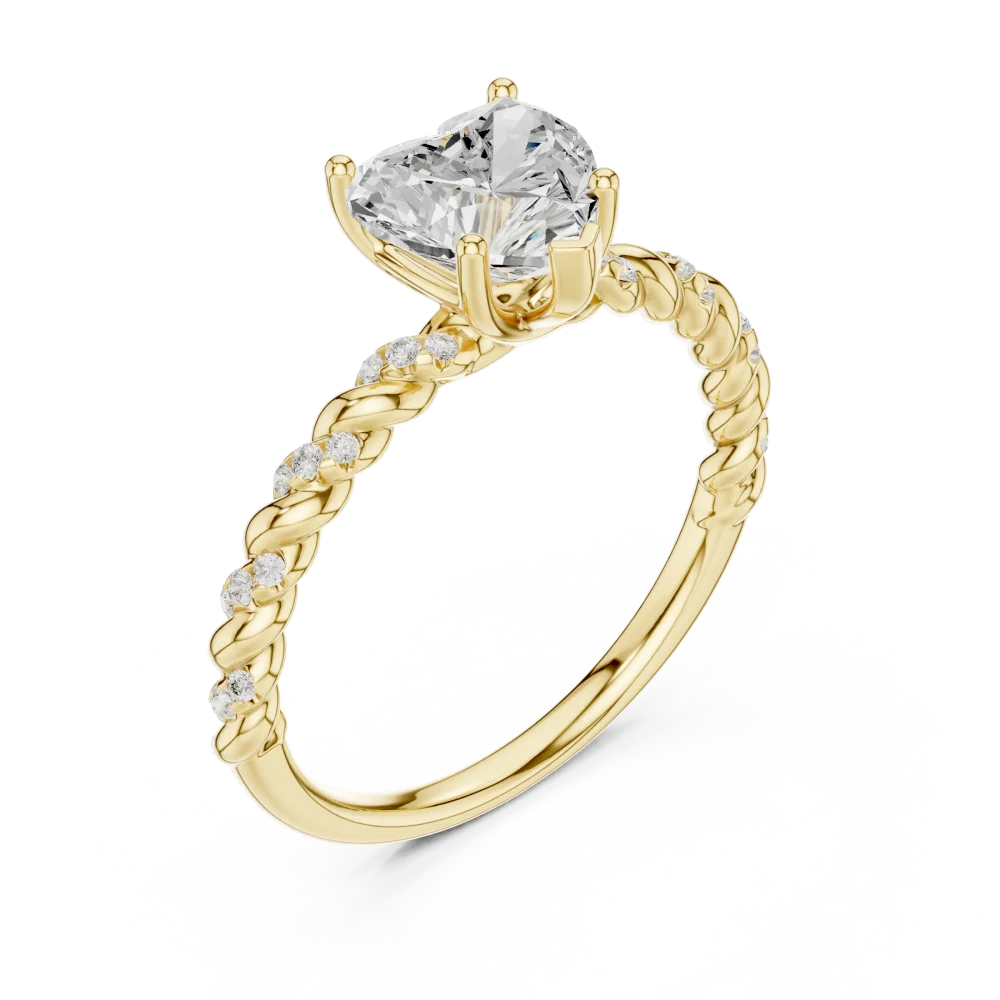 Discover the romance of our Heart Solitaire ring, featuring a brilliant DIAMEUR diamond on a twisted band. Shop sustainable luxury for your next chapter.