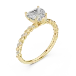 Ethereal Heart Solitaire Ring with Twisted Pavé Band