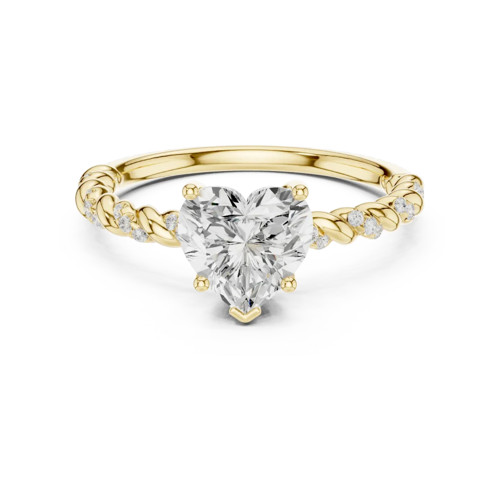 Ethereal Heart Solitaire Ring with Twisted Pavé Band - Image 2