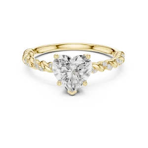 Ethereal Heart Solitaire Ring with Twisted Pavé Band - Image 2