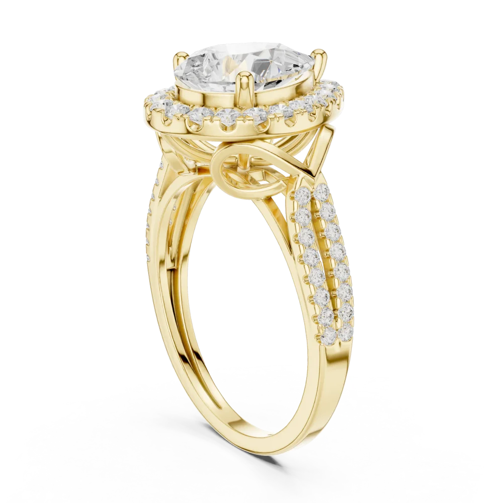 Ethereal Pear Solitaire Halo Architectural Ring - Image 3