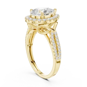 Ethereal Pear Solitaire Halo Architectural Ring - Image 3