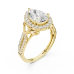Ethereal Pear Solitaire Halo Architectural Ring