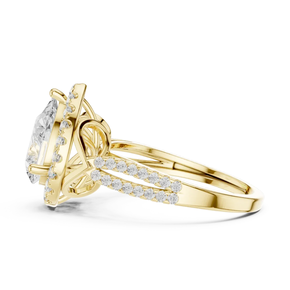 Ethereal Pear Solitaire Halo Architectural Ring - Image 4