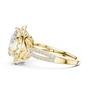 Ethereal Pear Solitaire Halo Architectural Ring - Image 4