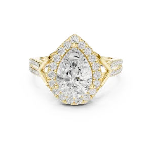 Ethereal Pear Solitaire Halo Architectural Ring - Image 2