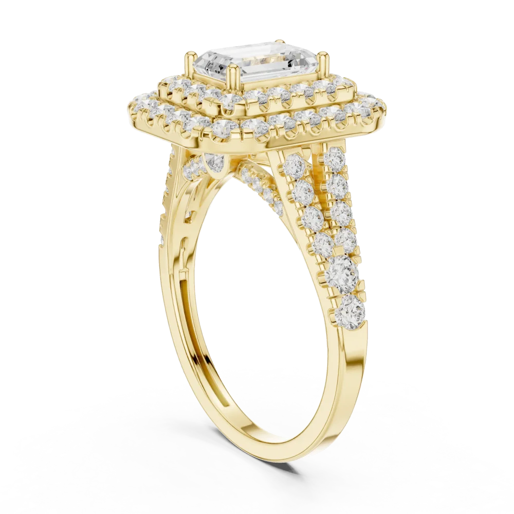 Luminary Emerald Cut Double Halo Solitaire Engagement Ring - Image 3