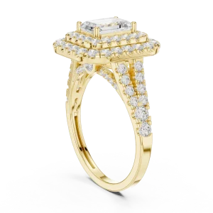 Luminary Emerald Cut Double Halo Solitaire Engagement Ring - Image 3