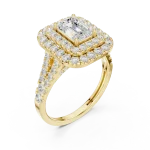 Luminary Emerald Cut Double Halo Solitaire Engagement Ring
