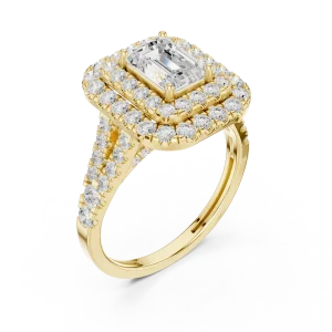 Luminary Emerald Cut Double Halo Solitaire Engagement Ring