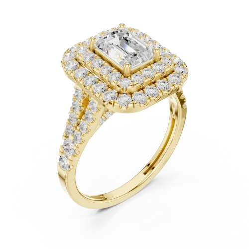 Luminary Emerald Cut Double Halo Solitaire Engagement Ring