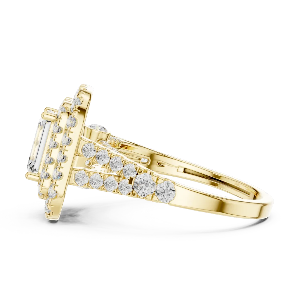 Luminary Emerald Cut Double Halo Solitaire Engagement Ring - Image 4