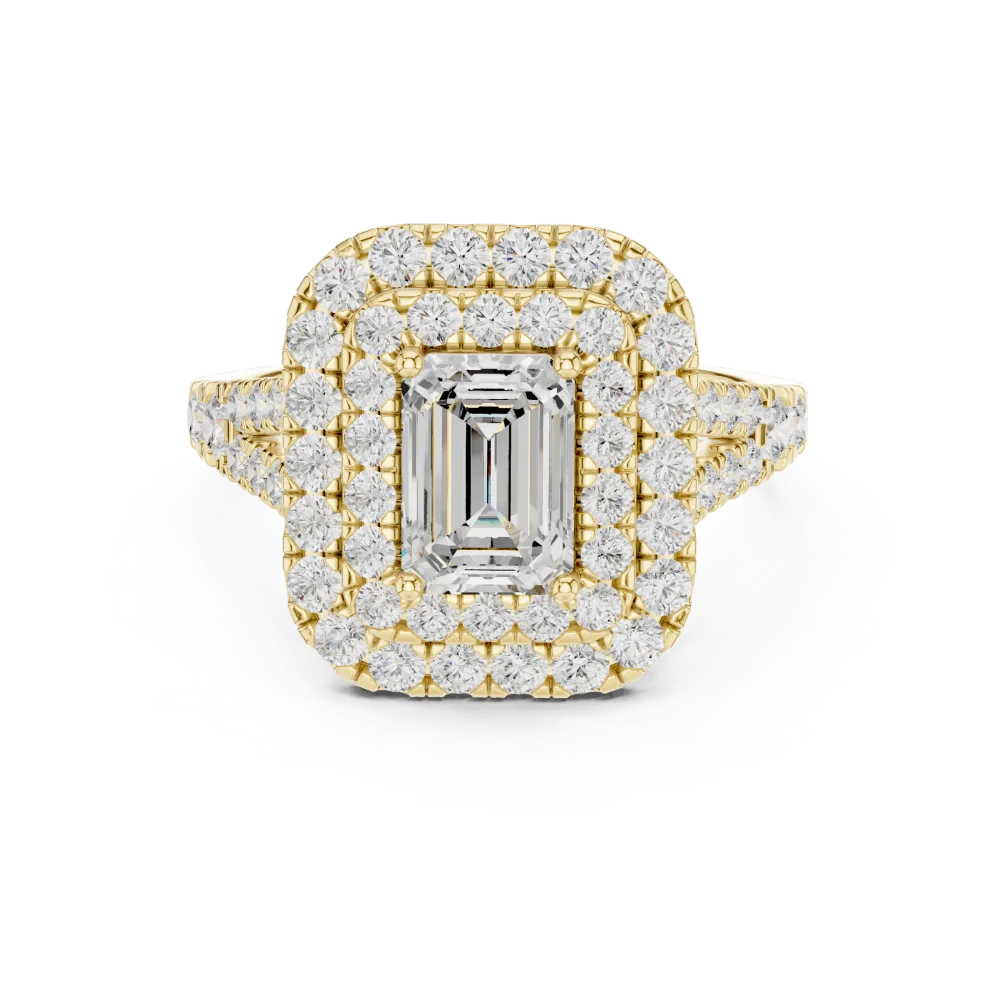 Luminary Emerald Cut Double Halo Solitaire Engagement Ring - Image 2