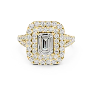 Luminary Emerald Cut Double Halo Solitaire Engagement Ring - Image 2