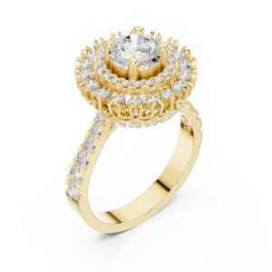 Luminary Round Brilliant Double Halo Solitaire Ring