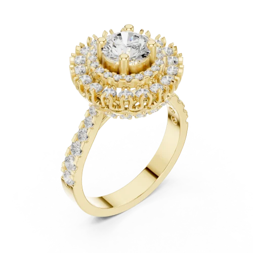Luminary Round Brilliant Double Halo Solitaire Ring