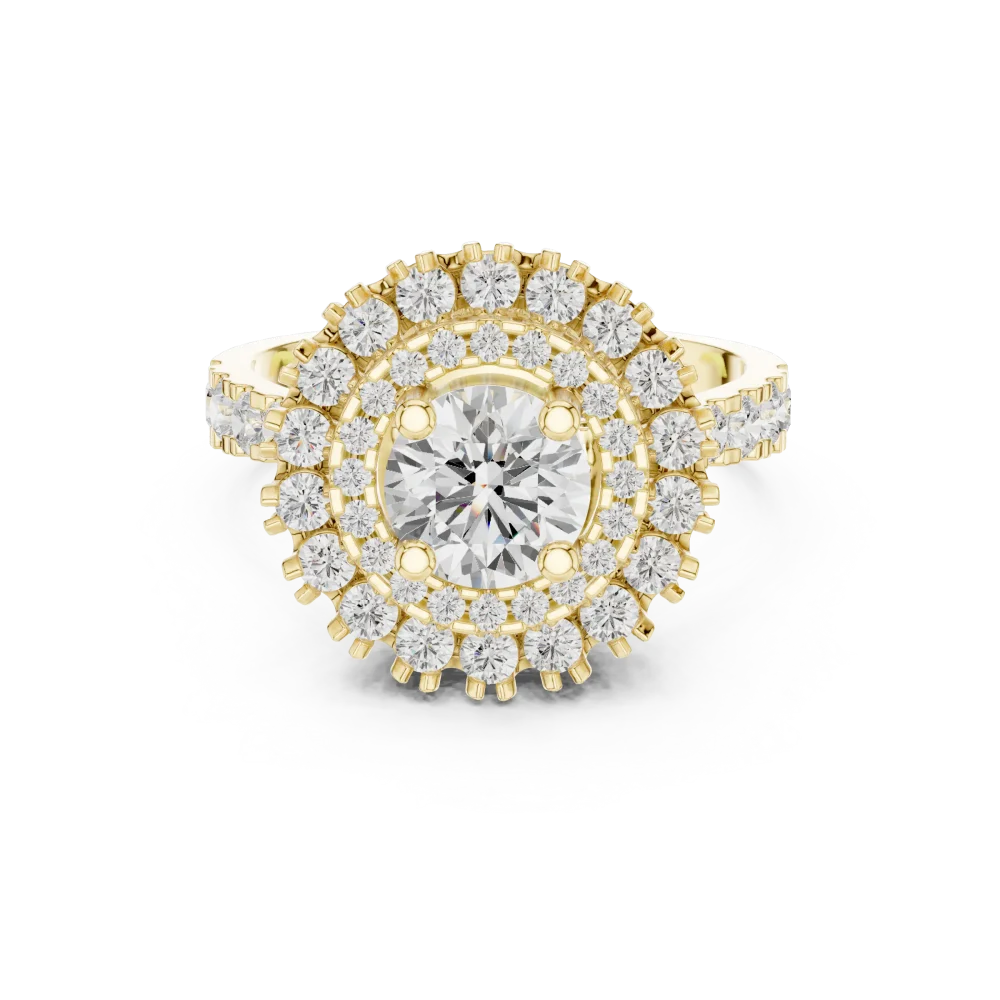 Luminary Round Brilliant Double Halo Solitaire Ring - Image 2