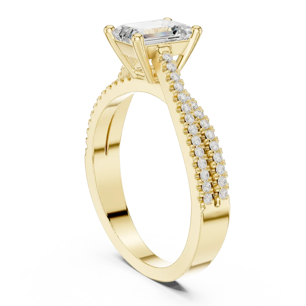 Luminary Emerald Cut Linear Pavé-Set Statement Ring - Image 3