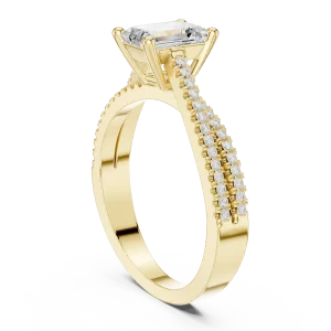 Luminary Emerald Cut Linear Pavé-Set Statement Ring - Image 3