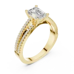 Luminary Emerald Cut Linear Pavé-Set Statement Ring