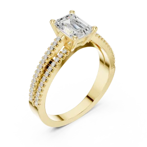 Luminary Emerald Cut Linear Pavé-Set Statement Ring