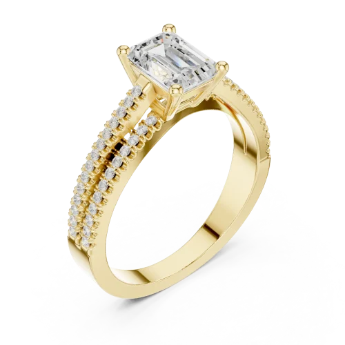 Luminary Emerald Cut Linear Pavé-Set Statement Ring