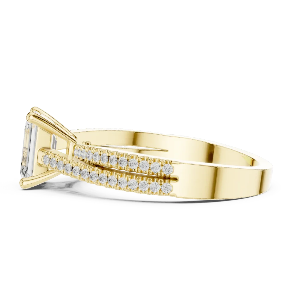 Luminary Emerald Cut Linear Pavé-Set Statement Ring - Image 4