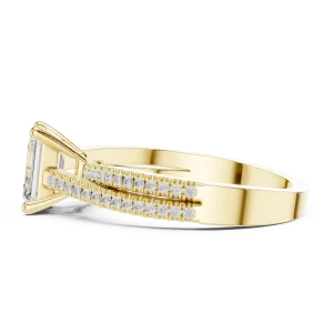 Luminary Emerald Cut Linear Pavé-Set Statement Ring - Image 4