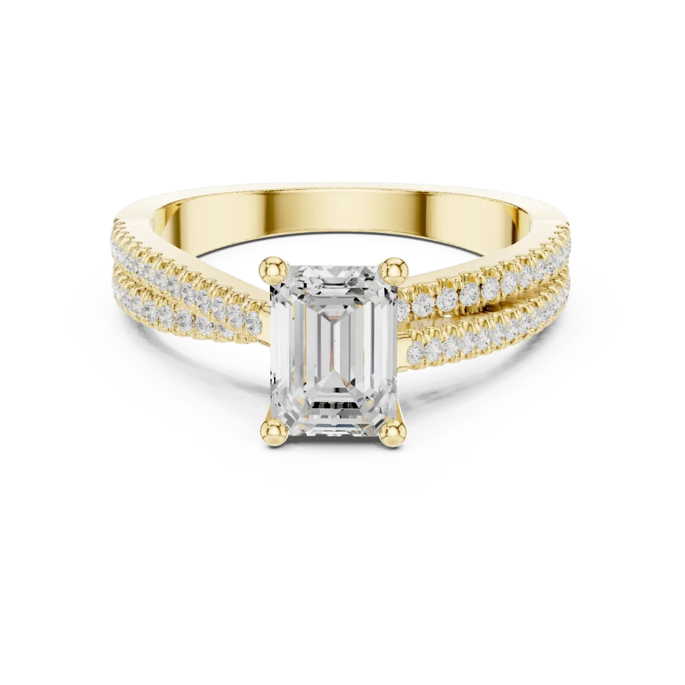 Luminary Emerald Cut Linear Pavé-Set Statement Ring - Image 2
