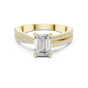 Luminary Emerald Cut Linear Pavé-Set Statement Ring - Image 2