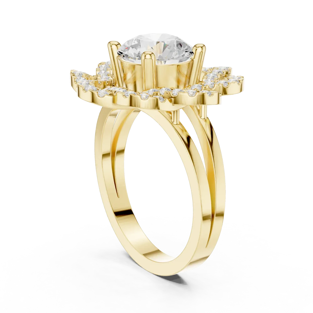Luminary Round Brilliant Floral Halo Solitaire Ring - Image 3