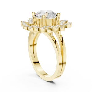 Luminary Round Brilliant Floral Halo Solitaire Ring - Image 3
