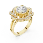 Luminary Round Brilliant Floral Halo Solitaire Ring