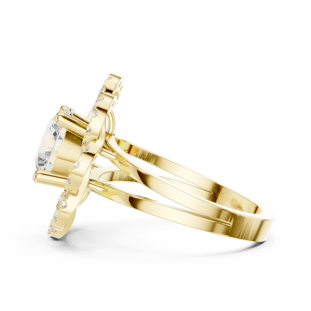 Luminary Round Brilliant Floral Halo Solitaire Ring - Image 4